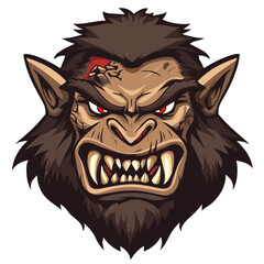 Fototapeta premium Bold and fierce vector esports logo featuring a monstrous creature with sharp teeth and intense red eyes