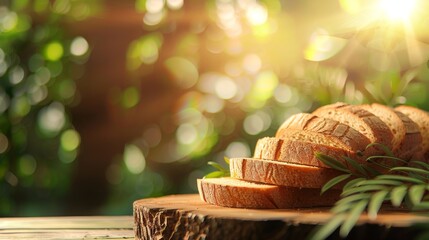 A table with a bunch of bread and herbs on it