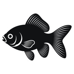 Elegant Black and White Goldfish Silhouette Vector Graphic