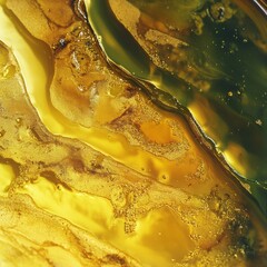 closeup of smallbatch olive oil with rich golden texture, macro Mediterranean artisanal oil photography, soft natural light