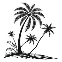 Palm tree silhouettes Clip art isolated vector illustration on white background 
