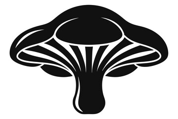 Graphic Depiction of a Mushroom with Gills in Black and White Iconography