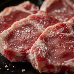 Obraz premium closeup of veal cutlets with pale pink texture, macro delicate meat photography