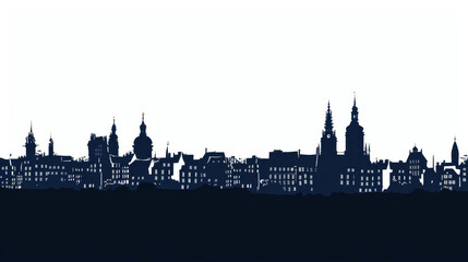 Fototapeta premium Silhouette of Limoges skyline with historic architecture in ele