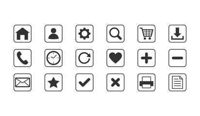 Web icon collection. Media signs and symbols collection. Popular round icons, web and mobile icons. Vector illustration isolated on white background