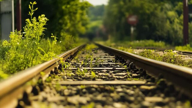 A close up view of a train track