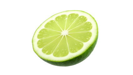 Lemon half slice Isolated on Transparent Background. Generative Ai