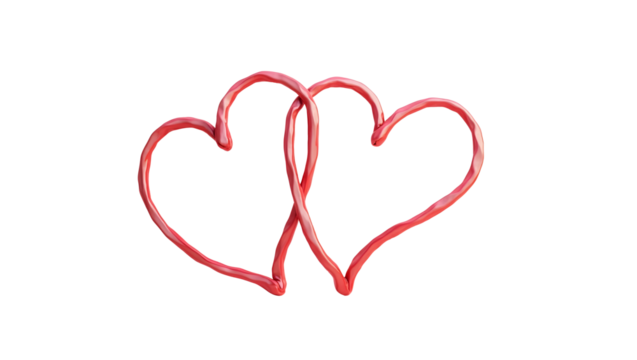 3d render two hearts Isolated on Transparent Background. Generative Ai