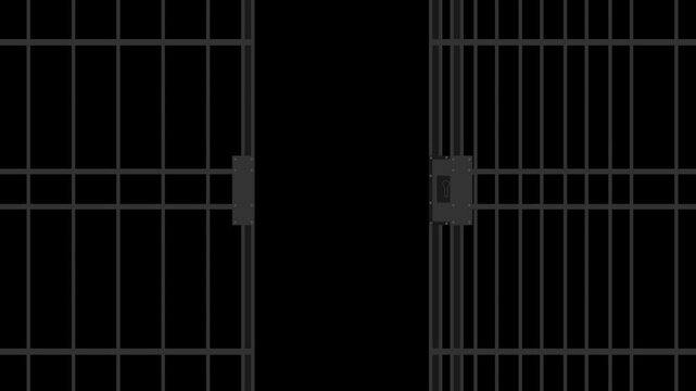 prison door opening and closing animation with transparent background