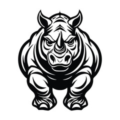 Rhino Vector Illustration Isolated on White Background, perfect for cartoons, clipart, and line art