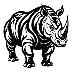 Rhino Vector Illustration Isolated on White Background, perfect for cartoons, clipart, and line art