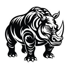 Rhino Vector Illustration Isolated on White Background, perfect for cartoons, clipart, and line art
