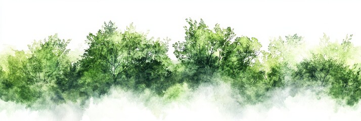 Obraz premium Elevation of Isolated Green Tree in Watercolor: Perfect Elements for Landscape Architecture and Garden Design