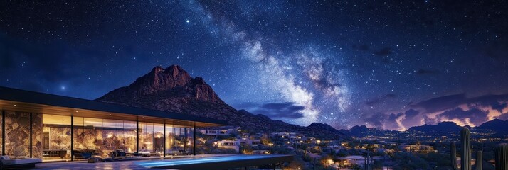 Enchanting Arizona Sky: Camelback Mountain Illuminated by the Milky Way in Phoenix