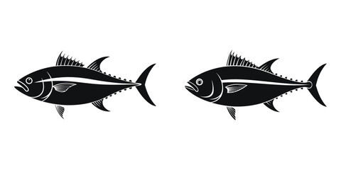 Two Black Tuna Silhouettes Against a White Background