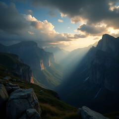 Sunset behind a mountain range