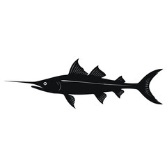 Fototapeta premium Simple black silhouette of a marlin, swordfish fish.