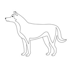 Fototapeta premium Vector flat hand drawn outline husky dog isolated on white background