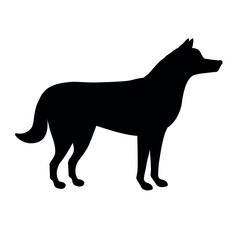 Vector flat hand drawn husky dog silhouette isolated on white background