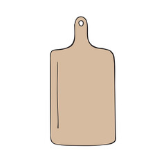 Vector hand drawn sketch doodle colored cutting board isolated on white background