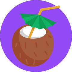 Coconut drink served with a straw, symbolizing a refreshing beverage for poolside relaxation.