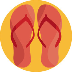 A pair of casual flip flops commonly worn before and after swimming.