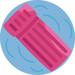 A portable, inflatable mattress used for floating in water.