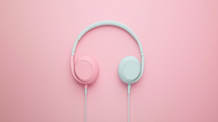 Pastel Harmony Headphones A Minimalist Delight in Pink and Blue Serenity