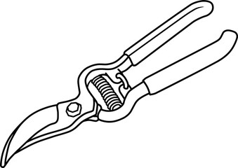 pruners line vector illustration isolated on white background