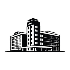 Obraz premium Hospital Building Silhouette Illustration