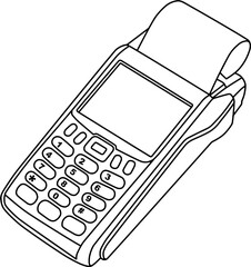 card reader line vector illustration isolated on white background