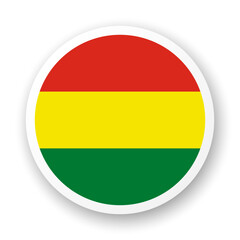 Flag of Bolivia icon. Round vector element with shadow. Best for mobile apps, UI and web design.