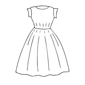 recommend clip art: Vector hand drawn sketch doodle outline dress isolated on white background