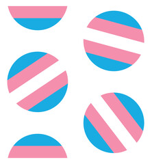 Vector seamless pattern of flat round trans flag isolated on white background