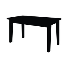 Office Desk Vector Silhouette, Black and White Clipart