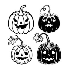 Creative details beautiful Collection of Halloween silhouettes. pumpkins icon Vector Illustration
