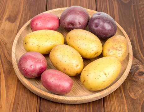 variedad papas en platos de madera
