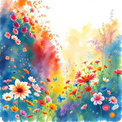 Vibrant colorful flower garden with visible brushstrokes and soft lighting – artistic impressionist style painting

