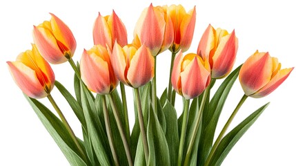 Fototapeta premium Vibrant Peach and Yellow Tulip Bouquet Illustration