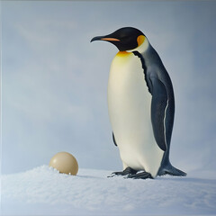 Obraz premium Emperor penguin with egg on snowy landscape (1)