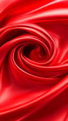 Fototapeta premium Intricate, swirling folds of vibrant red satin