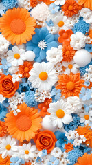 Vibrant floral art design with various colors of flowers