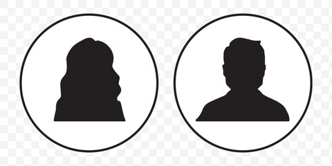 Men and women avatars set. Male and female silhouettes abstract people. User profiles badges. Unknown or anonymous persons. Vector illustration. EPS 10.