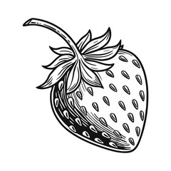 Solid Black and White Strawberry Illustration On A Clean White Background Vector Design
