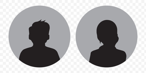 Men and women avatars set. Male and female silhouettes abstract people. User profiles badges. Unknown or anonymous persons. Vector illustration. EPS 10.