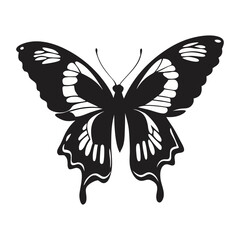 Elegant Black and White Butterfly Silhouette Illustration On A Clean White Background Vector Design