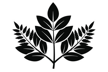 Detailed Black Botanical Illustration A Composition of Branches and Leaves Artwork Design