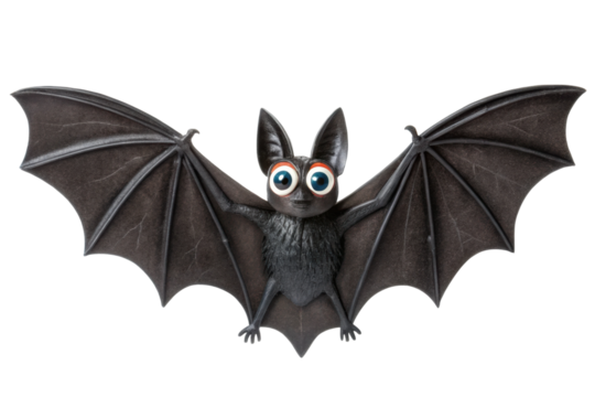 PNG Cute cartoon bat with big eyes and outstretched wings