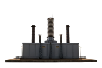 PNG Industrial power station with high-voltage equipment and transformers