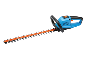PNG Electric hedge trimmer with blue and black design on white background